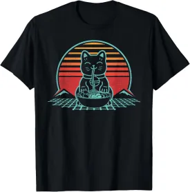 Anime Ramen Cat Retro Japanese Noodles Aesthetic Kawaii Gift T-Shirt