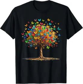 Butterflies Tree Nature Butterfly Lover Lepidopterist T-Shirt