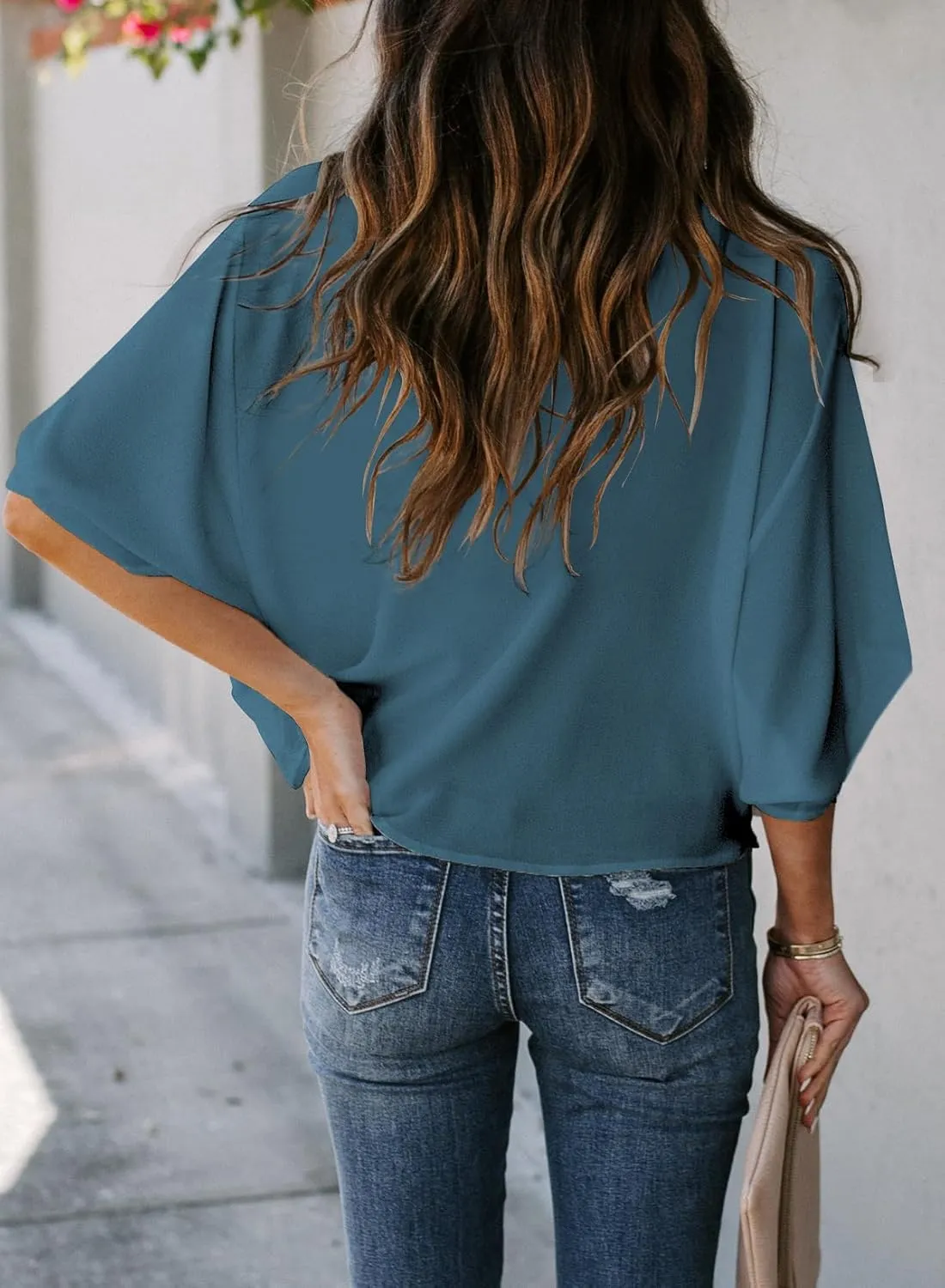 Dokotoo Womens Blouses and Tops Short Sleeve Chiffon Shirts and Tops