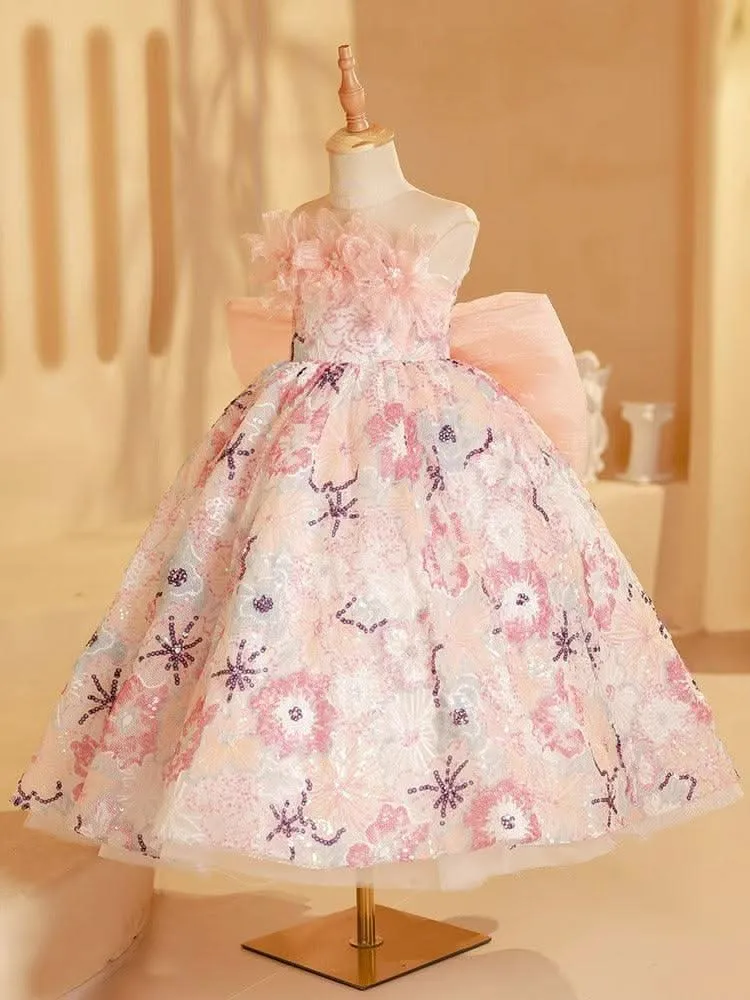 Dreamy Garden Princess Dress Embroidered Floral Ball Gown Sweet Bow Princess Gown