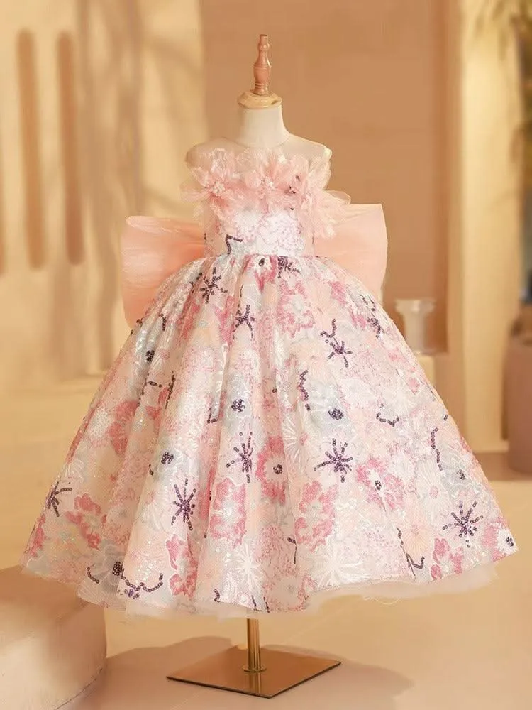 Dreamy Garden Princess Dress Embroidered Floral Ball Gown Sweet Bow Princess Gown