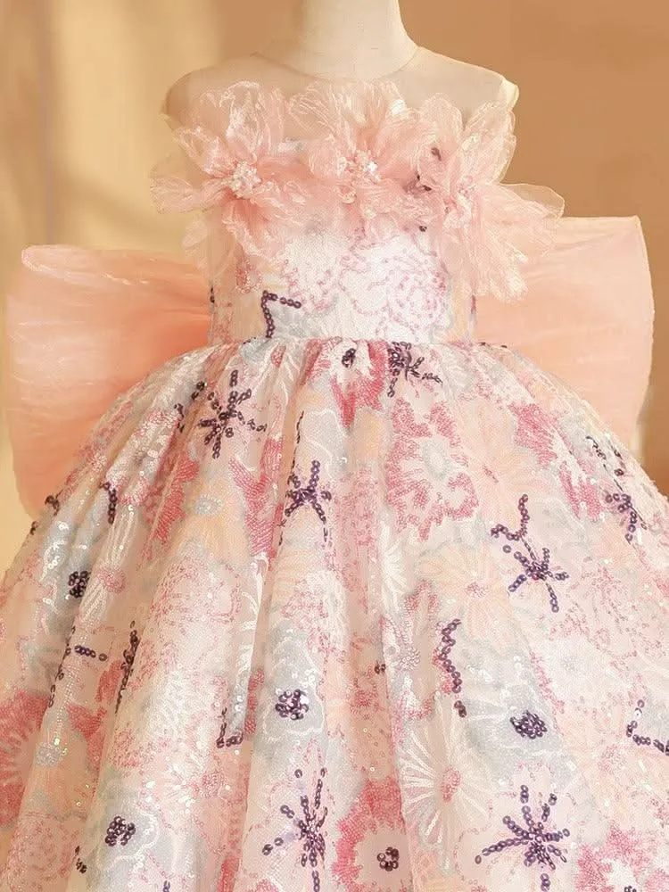 Dreamy Garden Princess Dress Embroidered Floral Ball Gown Sweet Bow Princess Gown