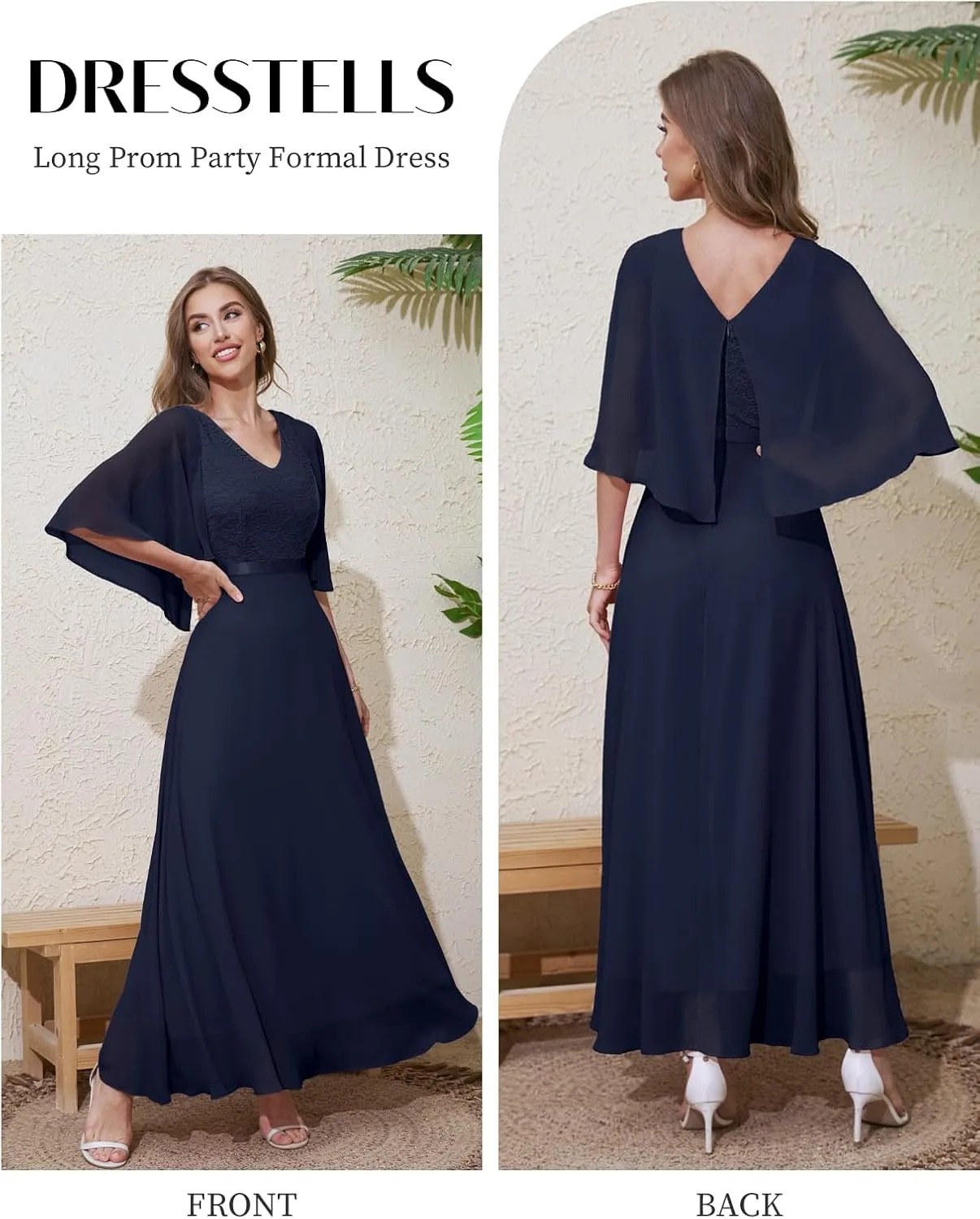 DRESSTELLS Womans Wedding Guest Formal Dress, 2025 Summer Bridesmaid Party Long Prom Church Dresses