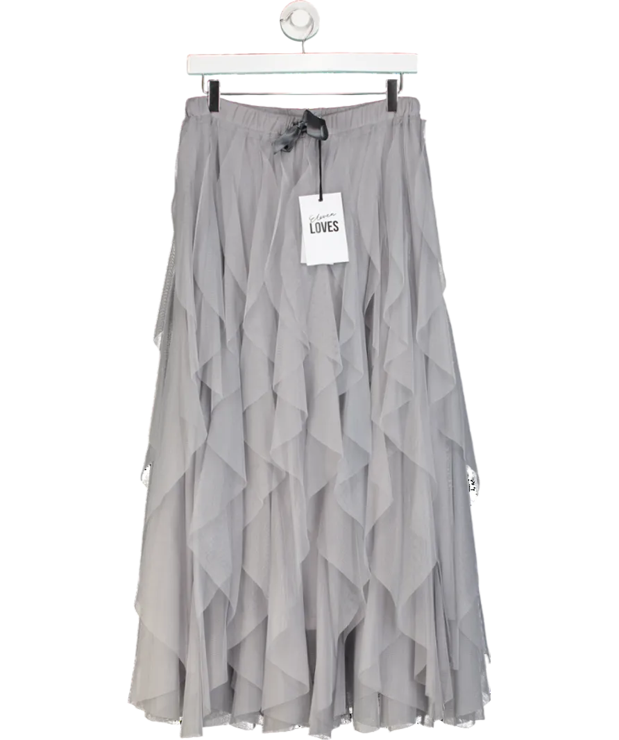 Eleven Loves Grey Iris Tulle Maxi Skirt UK M/L