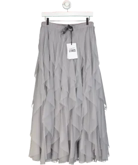 Eleven Loves Grey Iris Tulle Maxi Skirt UK M/L