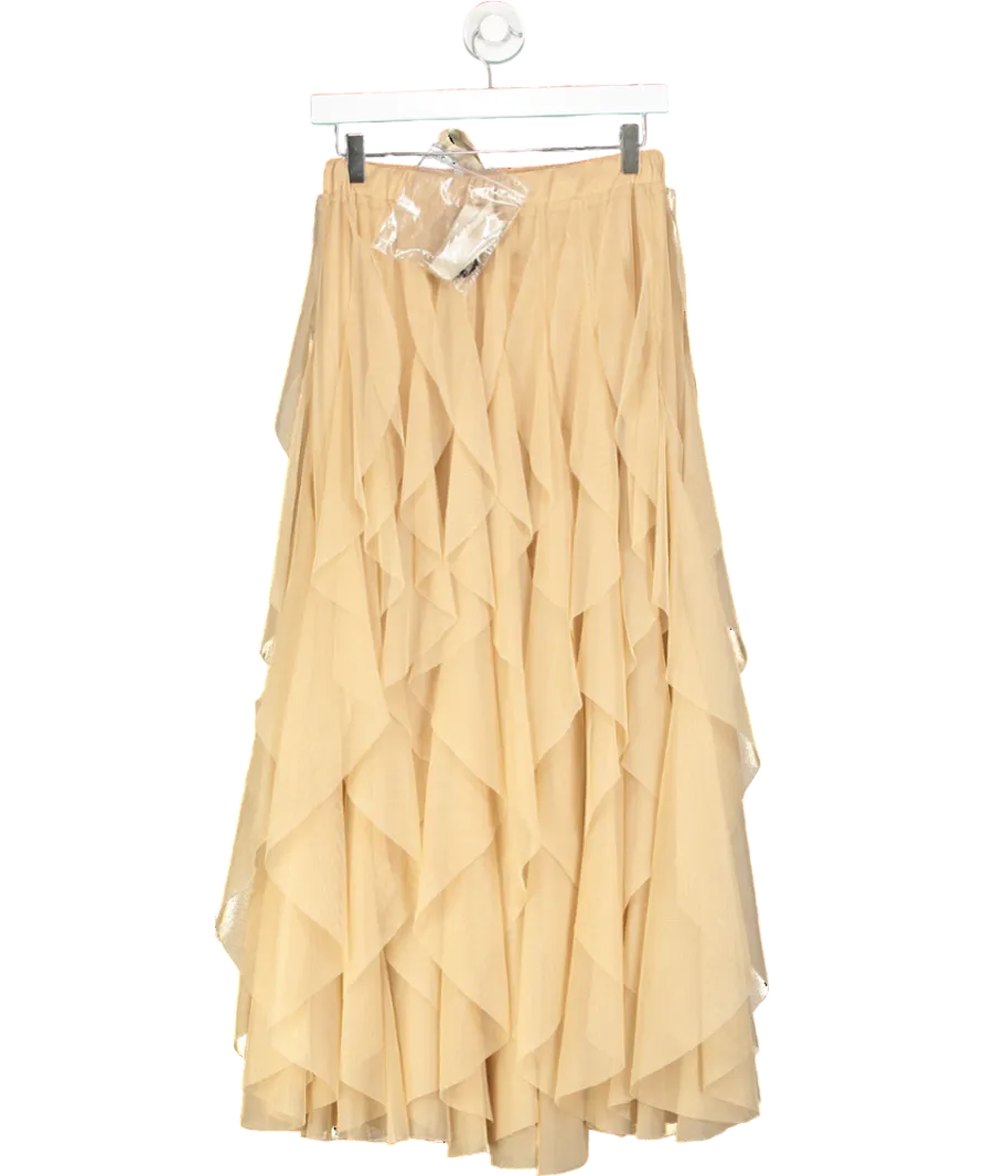 Eleven Loves Nude Iris Tulle Maxi Skirt UK XS