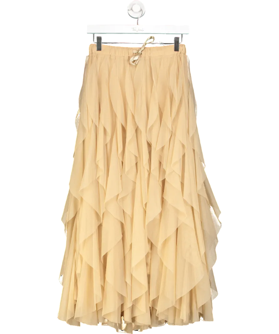 Eleven Loves Nude Iris Tulle Maxi Skirt UK XS