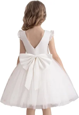 Flower Girl Dress Wedding Guest Ruffle Tulle Satin Party Birthday Princess Pageant Gown Kids Knee Length