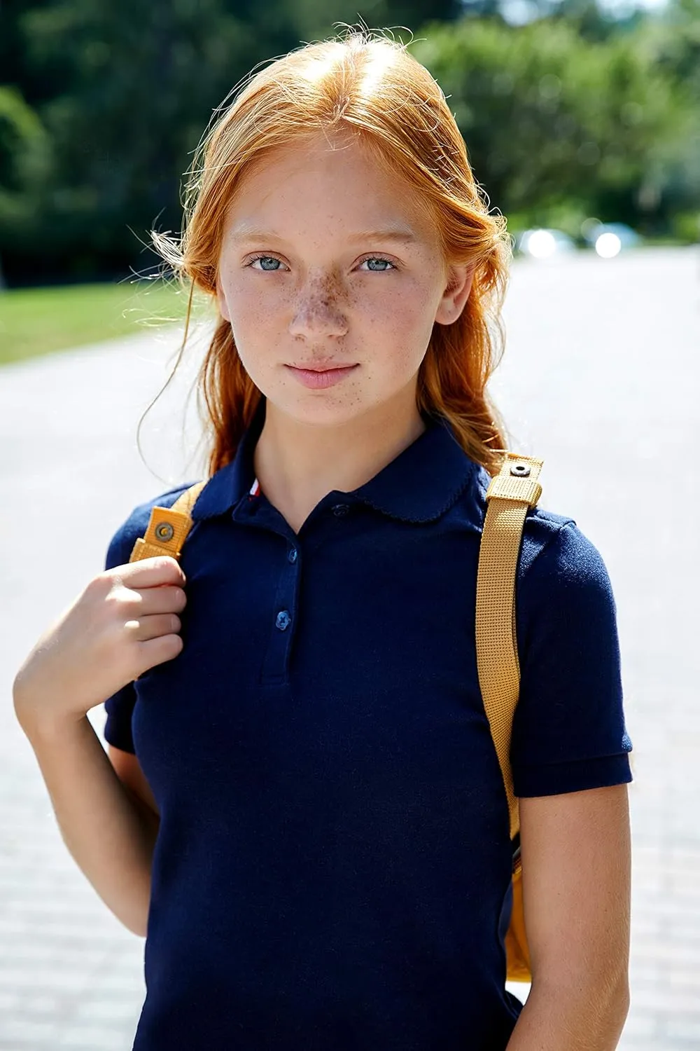French Toast Girls' Short Sleeve Picot Collar Polo School Uniform Shirt (Standard and Plus)