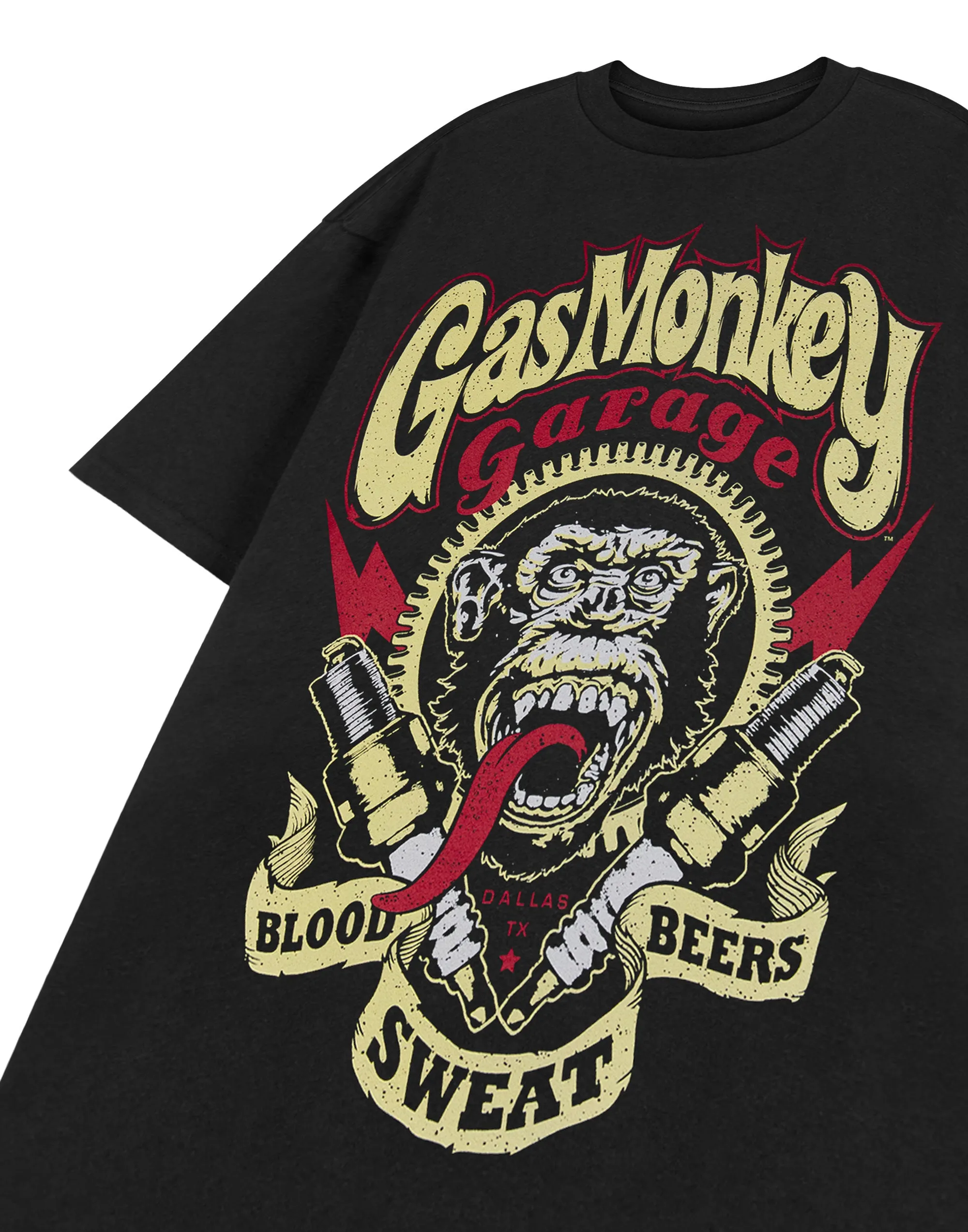 Gas Monkey Garage Spark Plugs Mens Black Short Sleeved T-Shirt