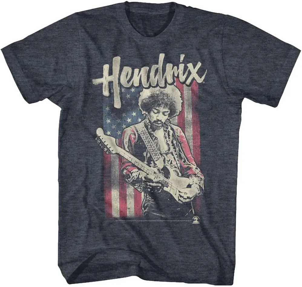 Jimi Hendrix 1960's Psychedelic Musical Icon USA Flag Distressed T-Shirt Tee