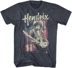 Jimi Hendrix 1960's Psychedelic Musical Icon USA Flag Distressed T-Shirt Tee