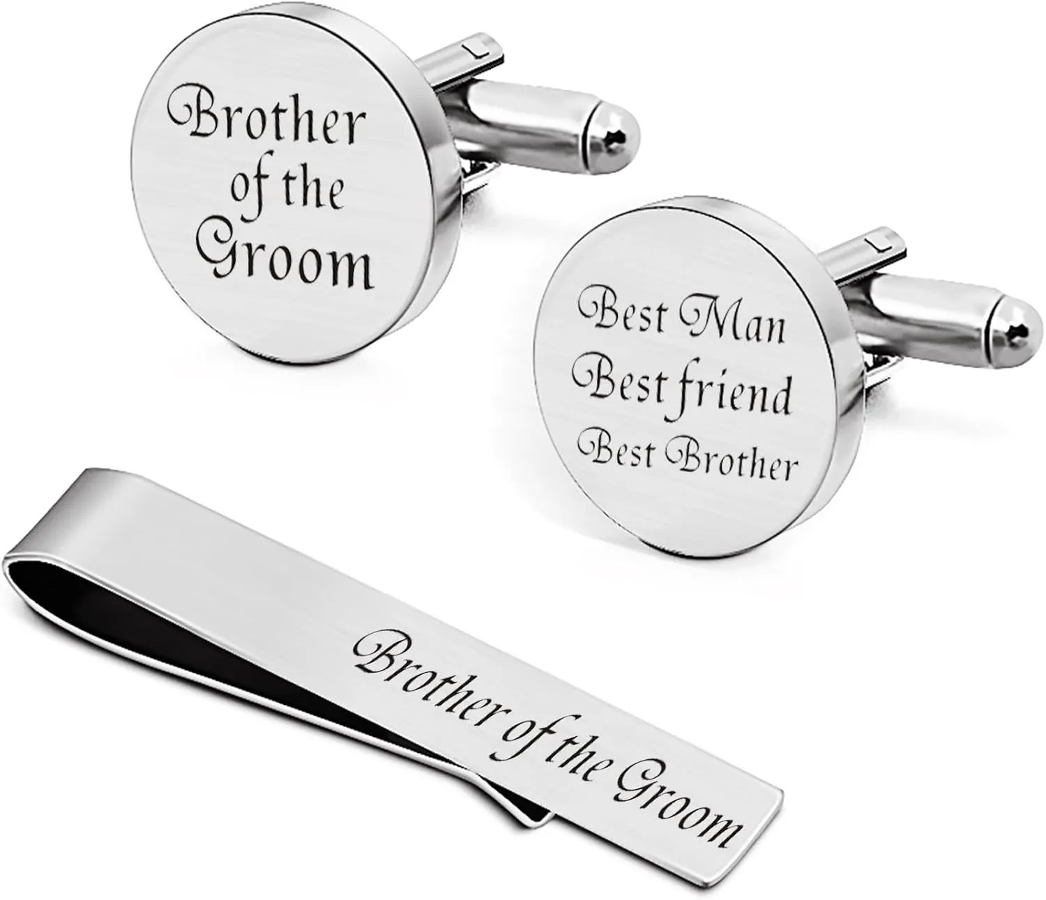 JUOOE Personalized Cuff Links for Men Tie Clip Set - Father of the Bride/Groom Gift - Wedding Jewelry Cufflinks Groomsmen Gifts Keepsake Gift for Dad