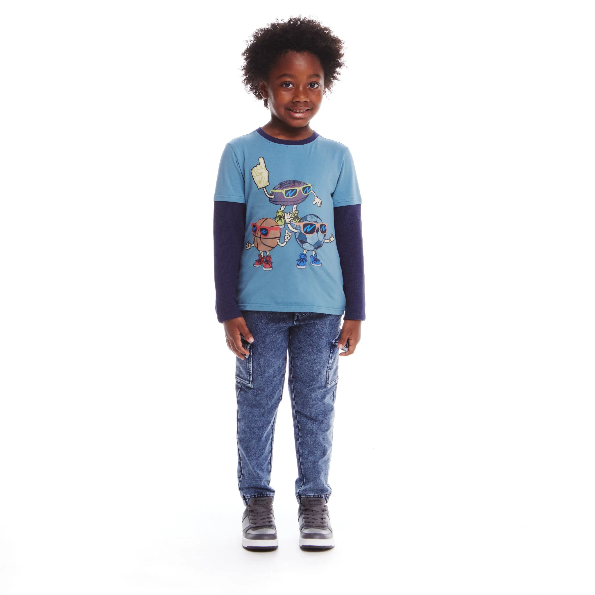 Kids Blue/Navy Jersey Twofer Graphic Tee | Sports Fan