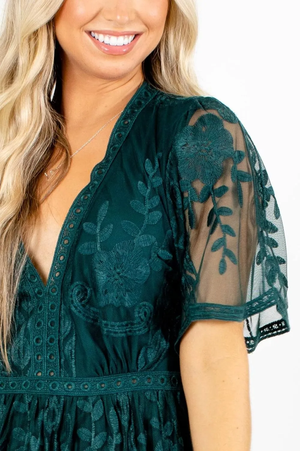 LRISES Womens V Neck Floral Embroidered Lace Wedding Maxi Dress Boho Short Sleeve Slit Bridesmaid Evening Party Dresses