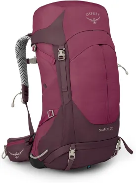 Osprey Sirrus 36L Women's Hiking Backpack, Elderberry Purple/Chiru Tan