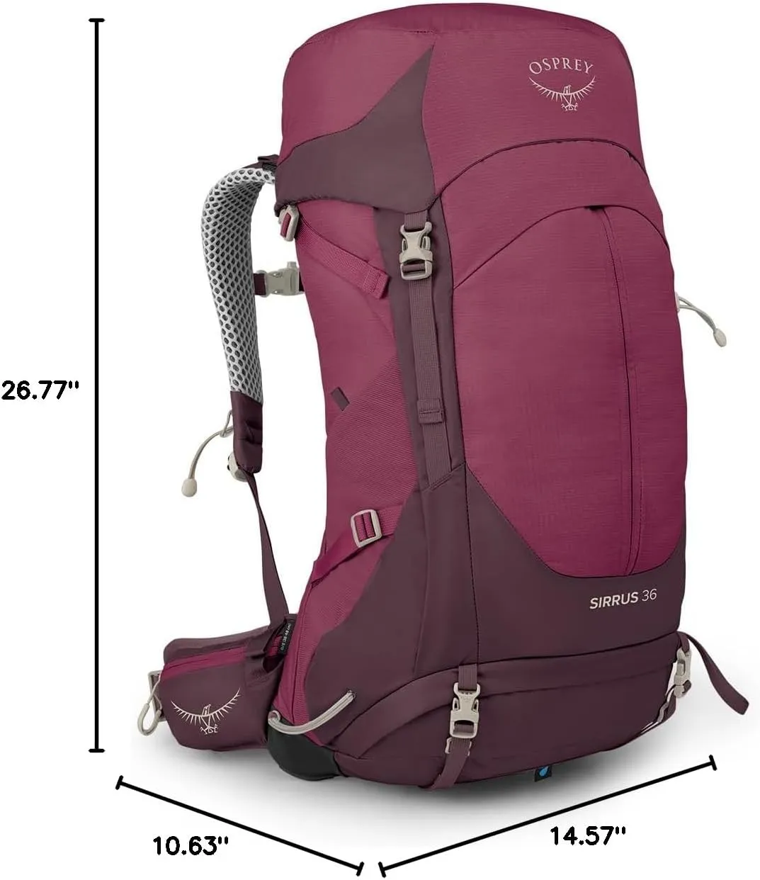 Osprey Sirrus 36L Women's Hiking Backpack, Elderberry Purple/Chiru Tan