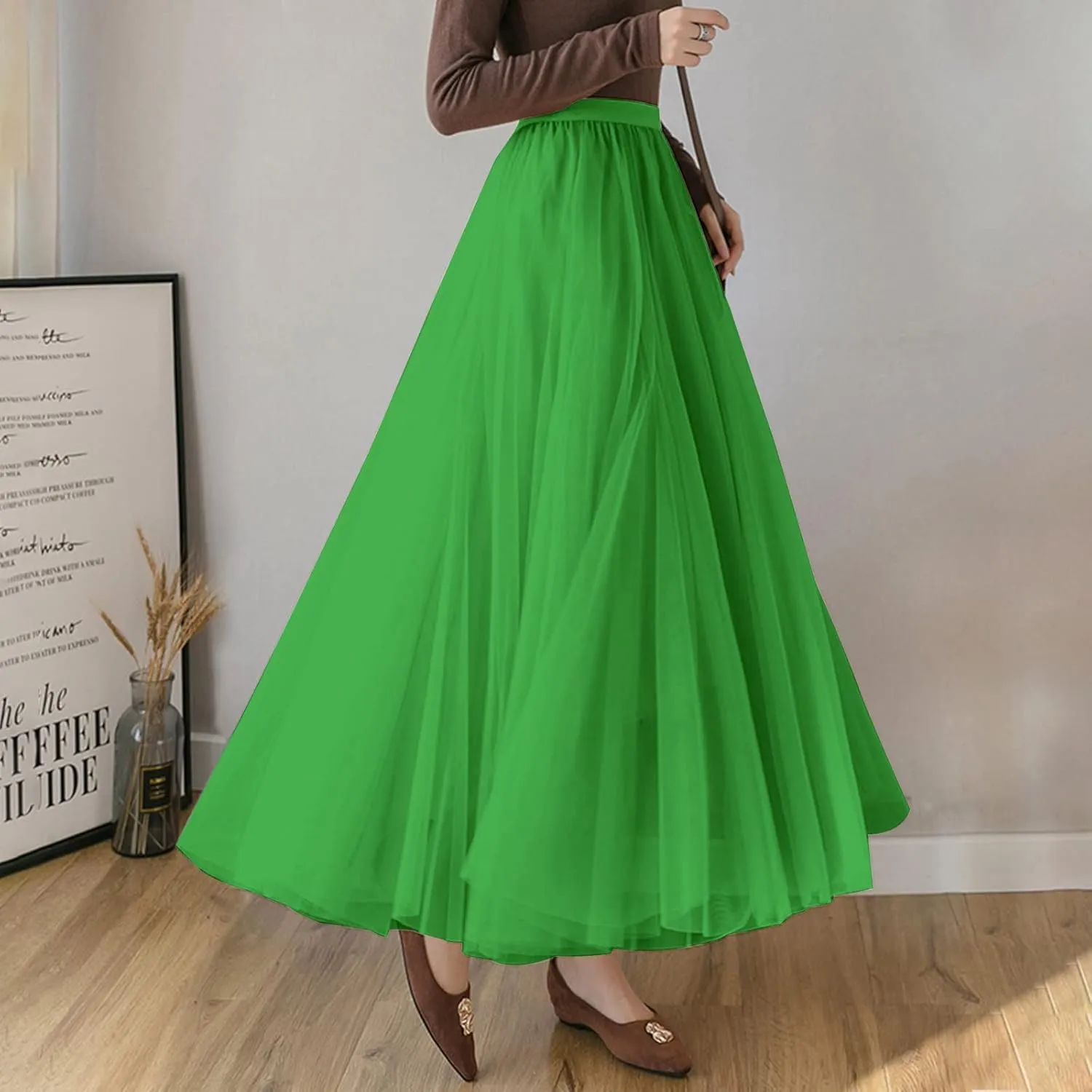 SANGTREE Women's Tutu Tulle A-Line Layered Mesh Midi Skirt, US XS - US 2XL