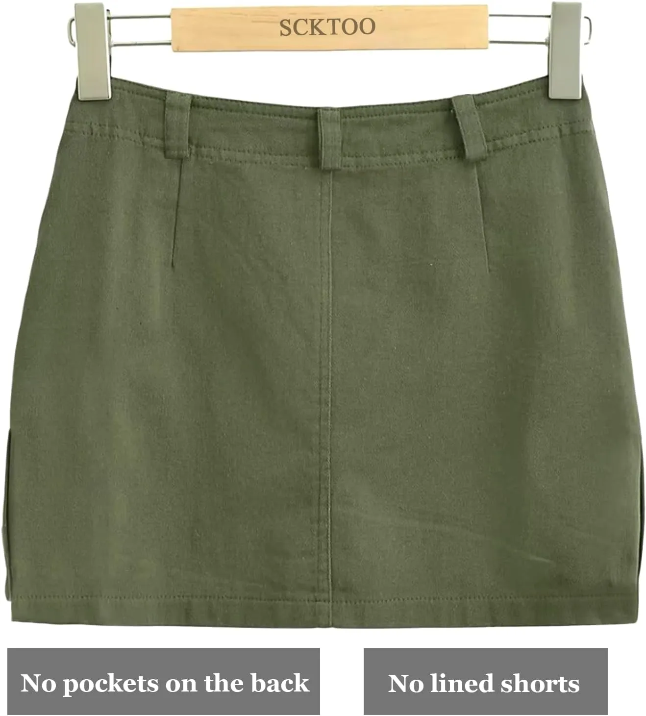 SCKTOO Womens Cargo Skirts Y2K Casual Button Slim Fit Low Waist Mini Skirt with Pockets