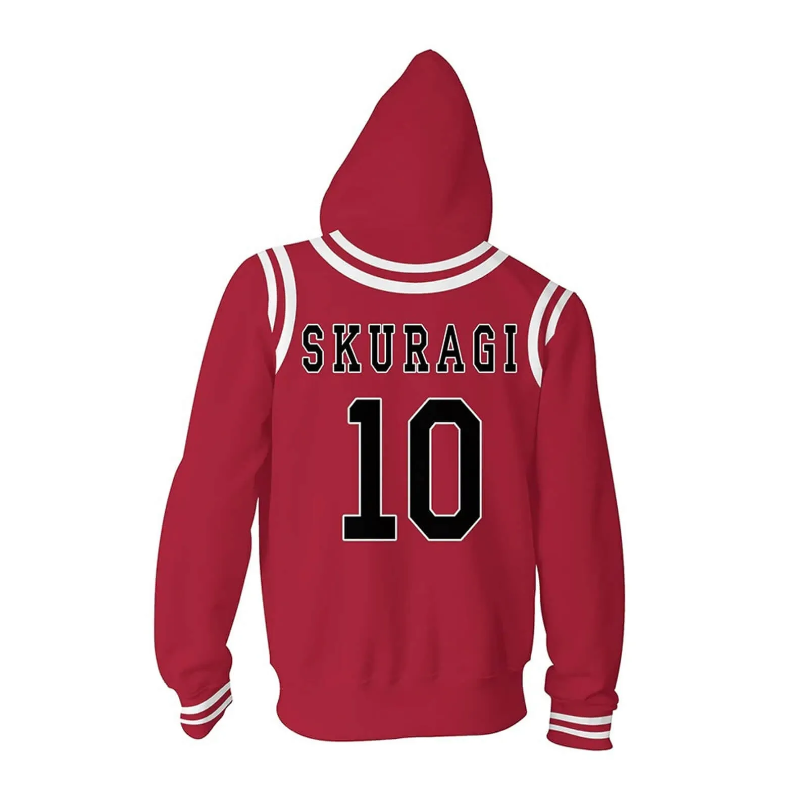 Slam Dunk Cosplay Costume Shohoku Zip-up Hoodie Unisex Hooded Sweatshirt for Adult