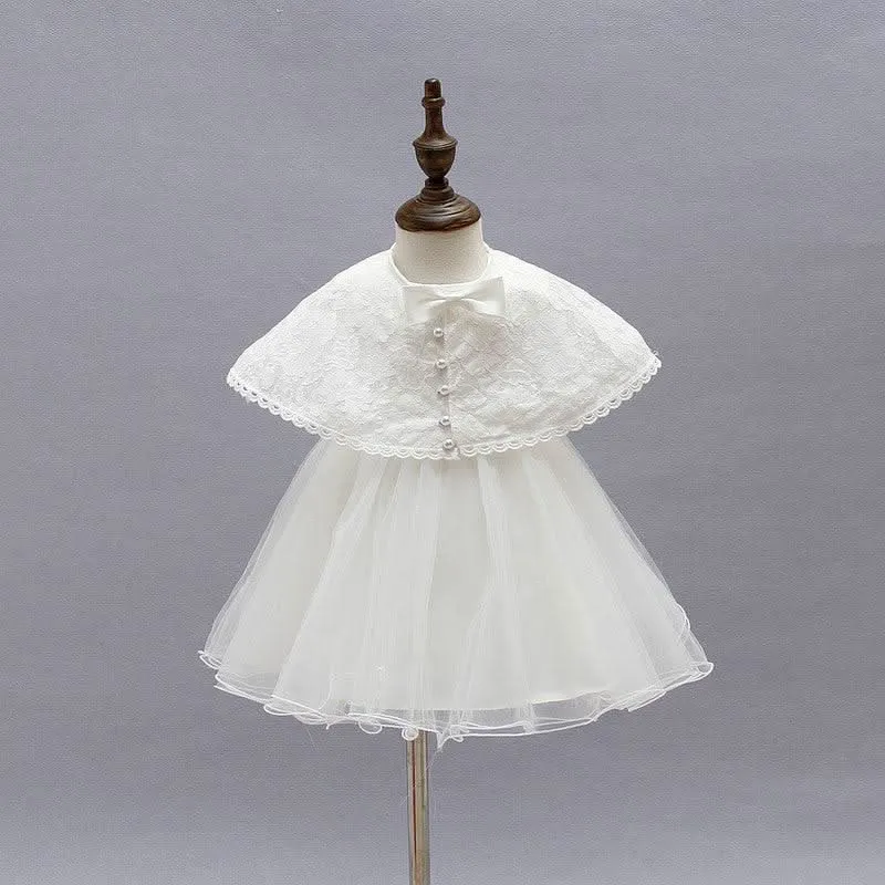 Two piece set of baby girl's first birthday party evening dress lace new wedding flower girl princess dress