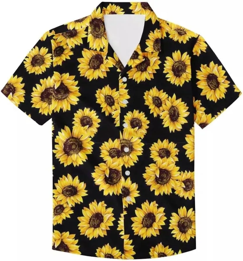 Unique Printed Funky Hawaiian Shirt Men Short Sleeve Shirt Top Blouse for Summer
