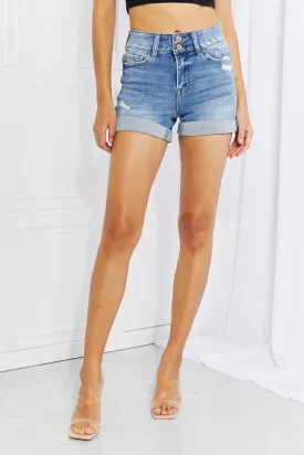 Vervet by Flying Monkey Full Size High-Waist Cuffed Denim Shorts
