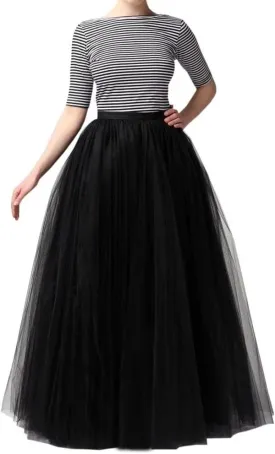 WDPL Wedding Planning A-line Maxi Long Tulle Skirt for Women Foor Length Evening Party Skirts