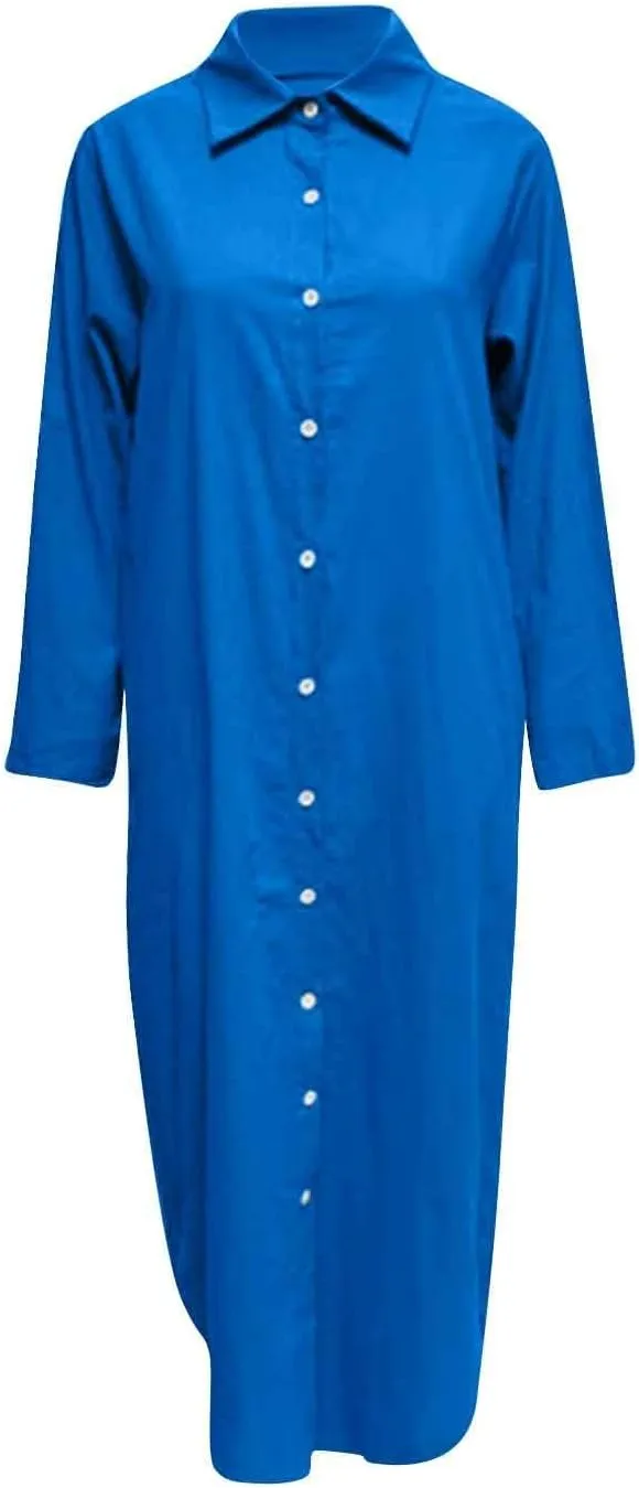 Women Fashion Solid Dress Shirt Long Skirt Casual Long Sleeve Cardigan Dress K Dresses for Women