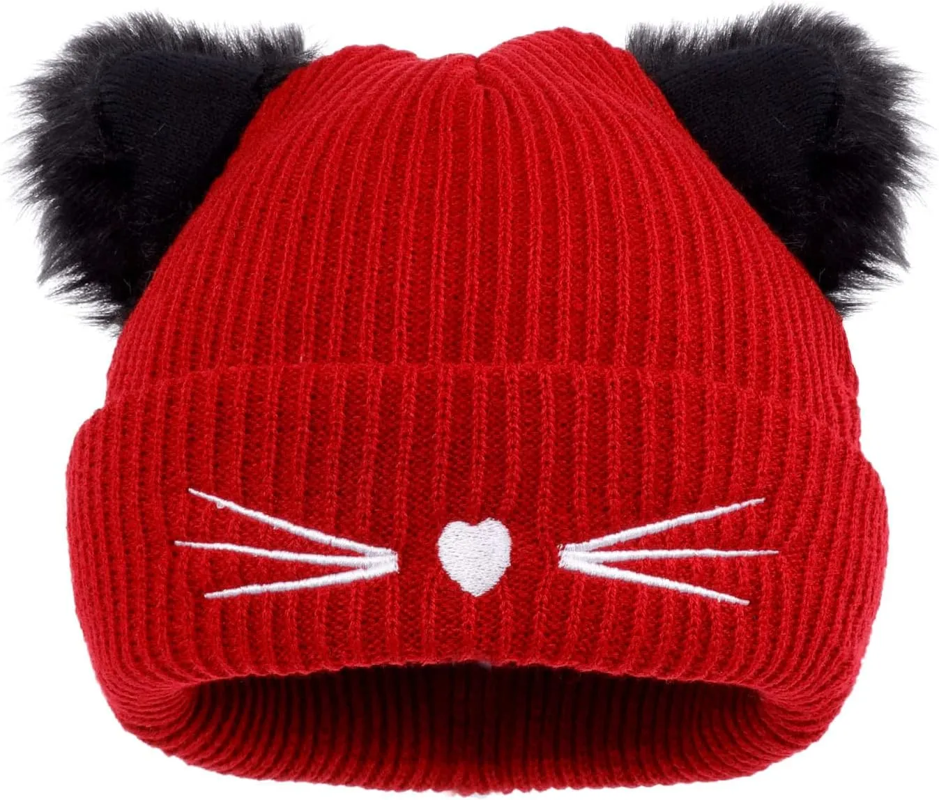 Women Girls Cute Cat Ears Beanie Hat Winter Crochet Knit Cap