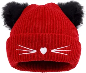 Women Girls Cute Cat Ears Beanie Hat Winter Crochet Knit Cap